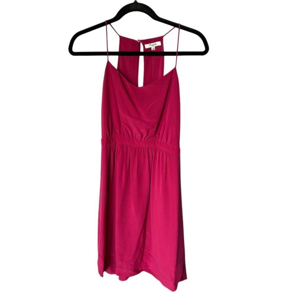 Madewell Women's Silk Cami Dress Size 4 Magenta Sleeveless Summer Casual - Picture 2 of 6